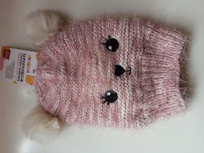 Nowy śliczny komplet czapka i szalik z pomponami, włochaty 1-3-5 lat