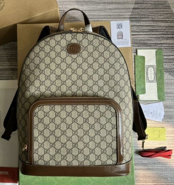 Люксовий рюкзак, ручна кладь, рюкзак Gucci размер 39*31 см, шкіра+канв