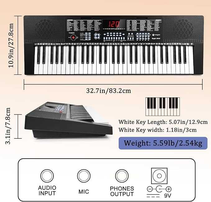 Vangoa VGK611 pianino klawiatura czarna-61 mini przycisków