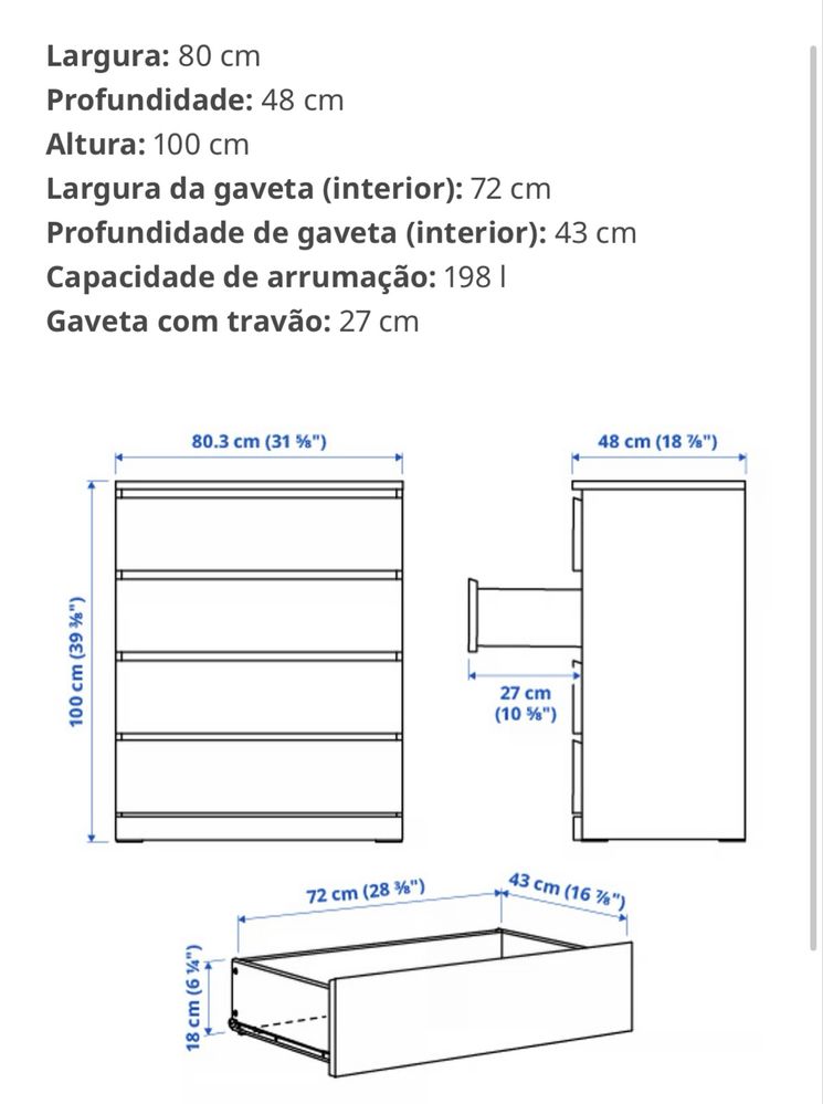 Cómoda com 4 gavetas - Ikea