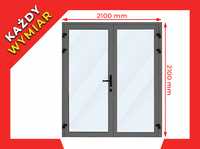 Drzwi Zewnętrzne Wejściowe Domowe Sklepowe Aluminiowe 2100 x 2100 mm
