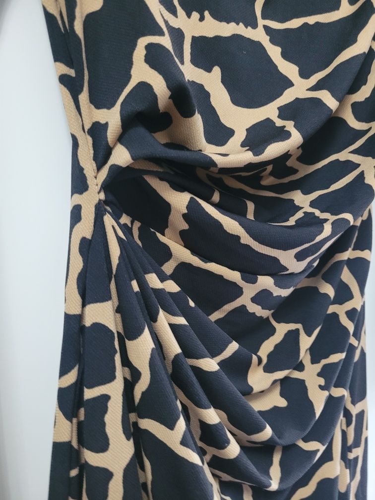 włoska sukienka print żyrafa, dopasowana, ciążowa, pammy r l/xl