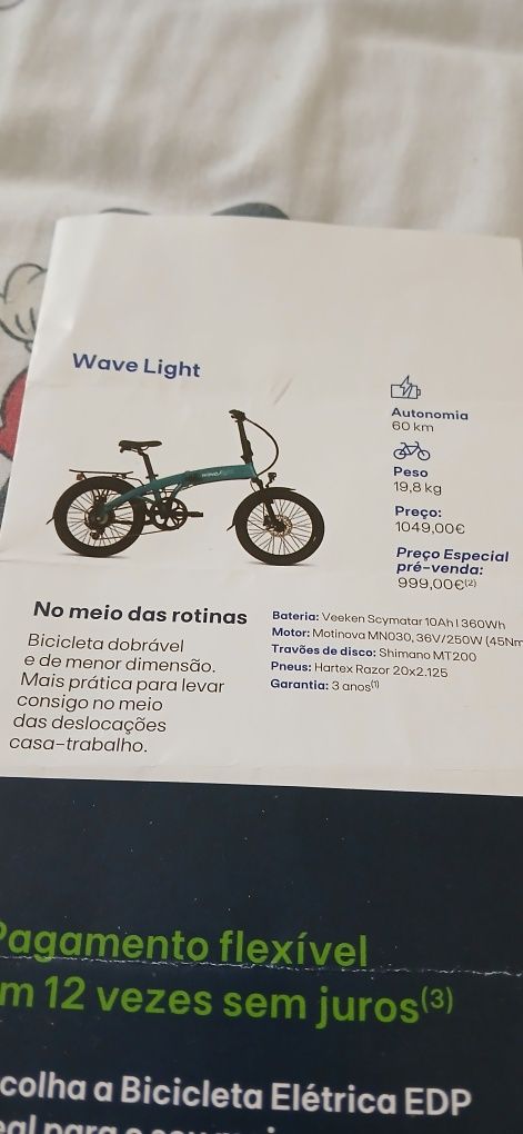Bicicleta elétrica totalmente nova