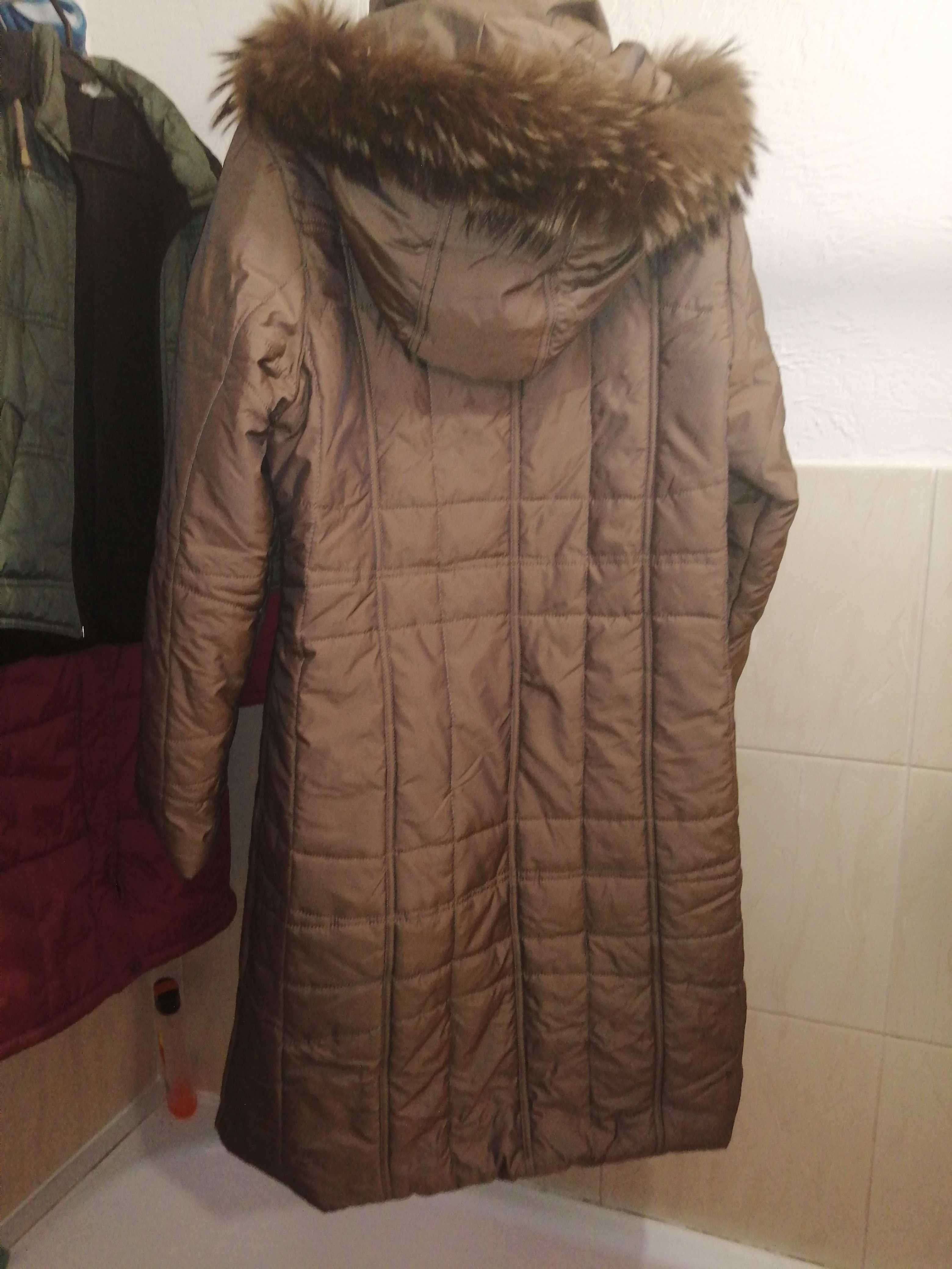 płaszczyk brązowy zimowy,kurtka długa zimowa (73)