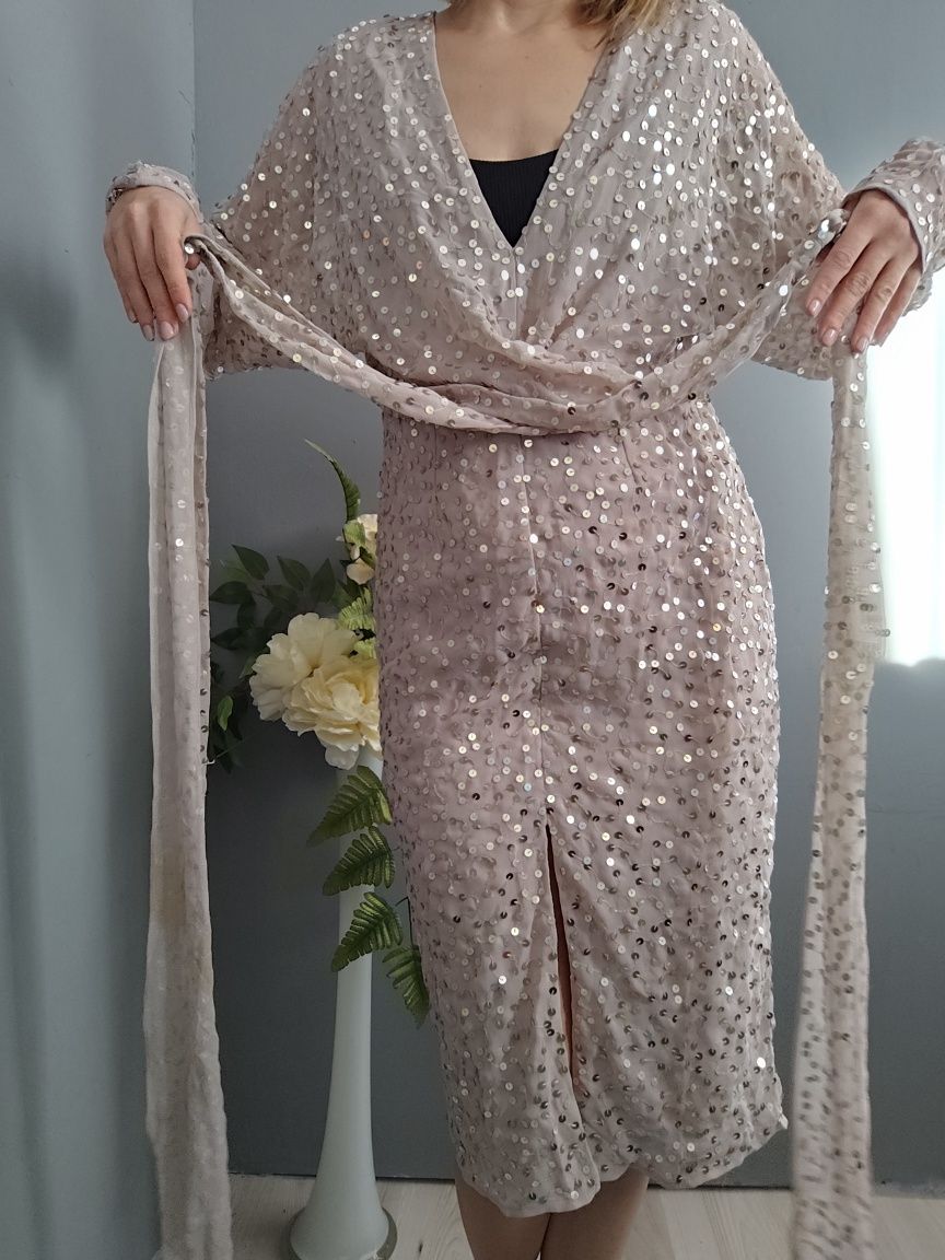 ASOS Design – Sukienka midi z kopertową talią, rękawami typu nietoperz