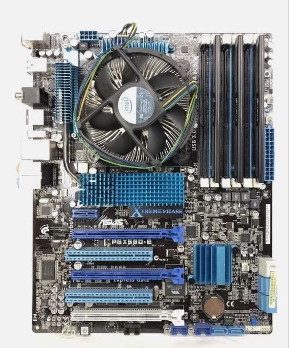 Материнська плата комплект asus p6x58d-e + xeon w3670 + озу 6х4 однако