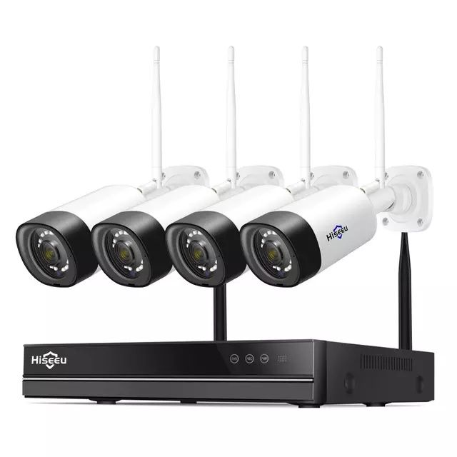 Kit Vídeo Vigilância 4 câmaras 8CH Wireless 3MP + Disco 1TB Hiseeu