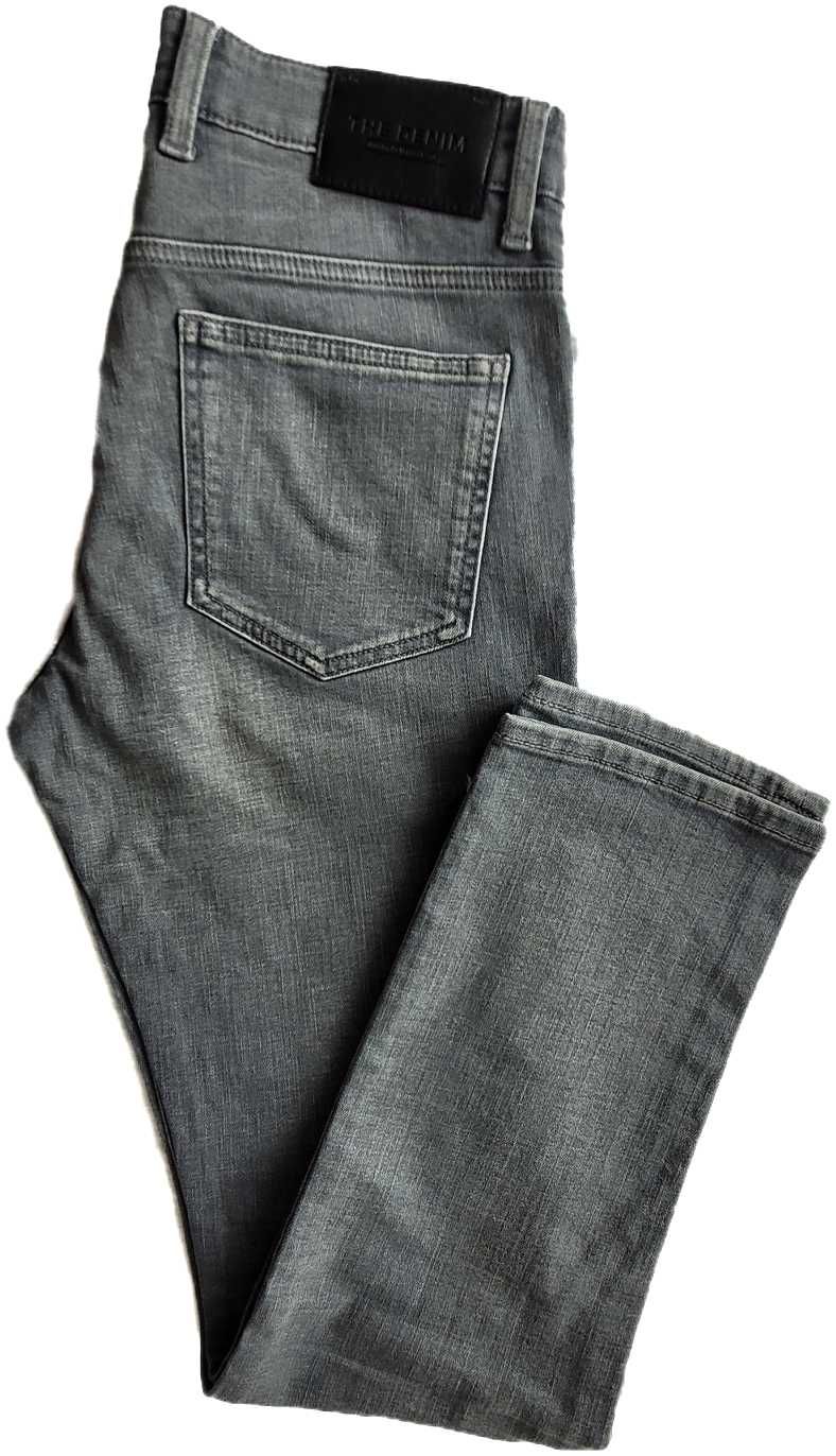 Szare męskie spodnie, jeans W32 L32, stretch.