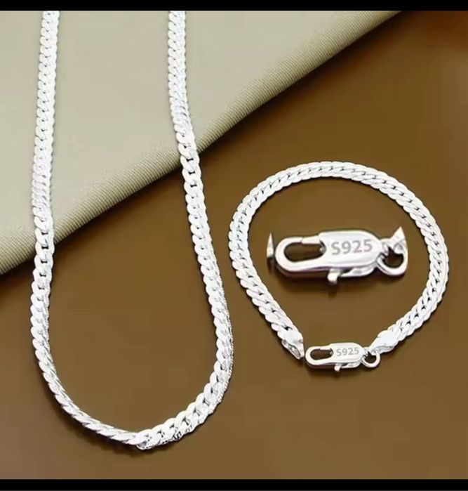 Комплект срібло 925 Знижка -70%! Ланцюжок+браслет чоловічий