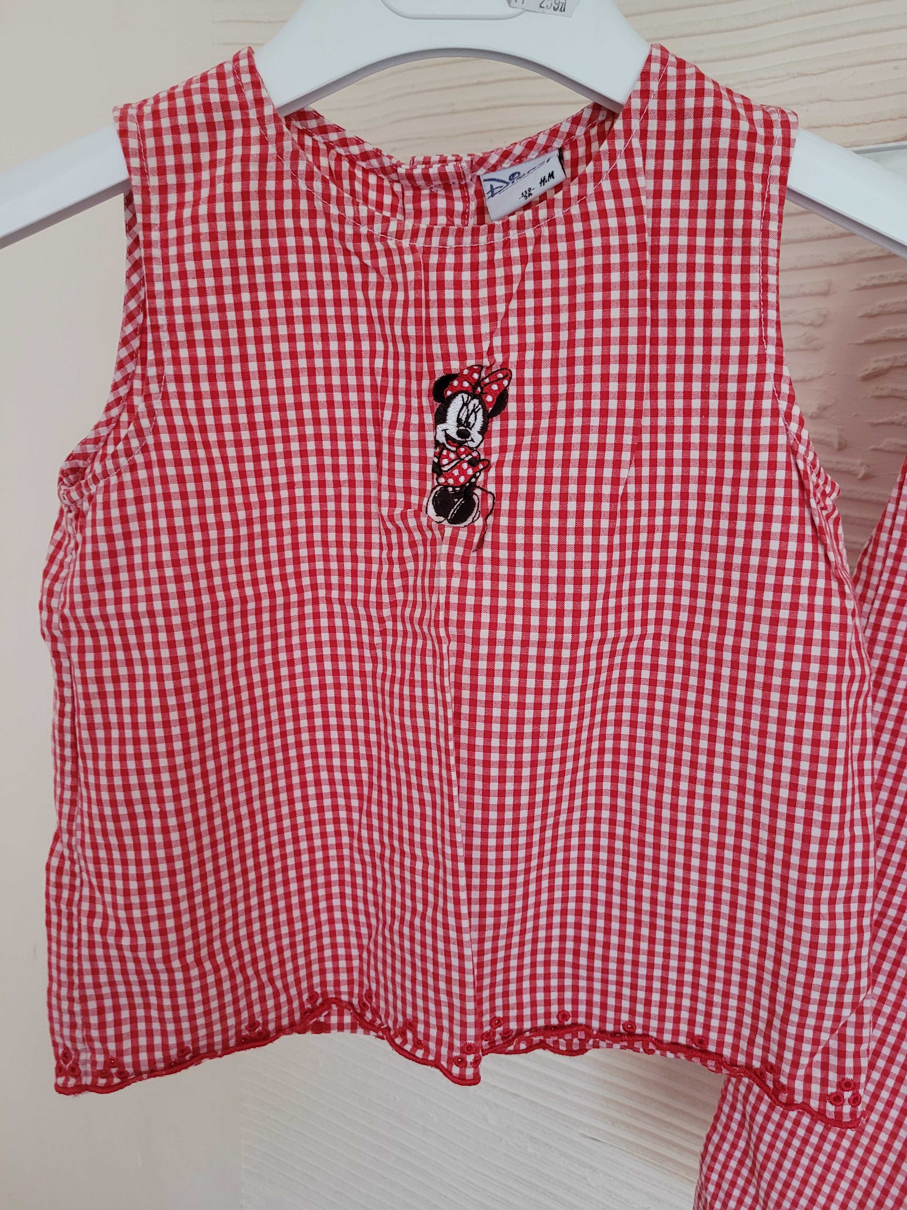 Komplet H&M r. 110 retro w kratkę Myszka Minnie Disney