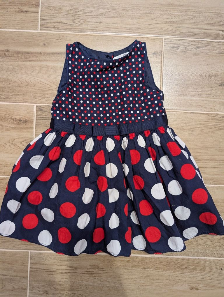 Elegancka sukienka M&s r 92 granatowa w kropki