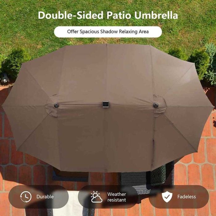 Parasol ogrodowy duży z podstawą Podwójny parasol na balkon z LED