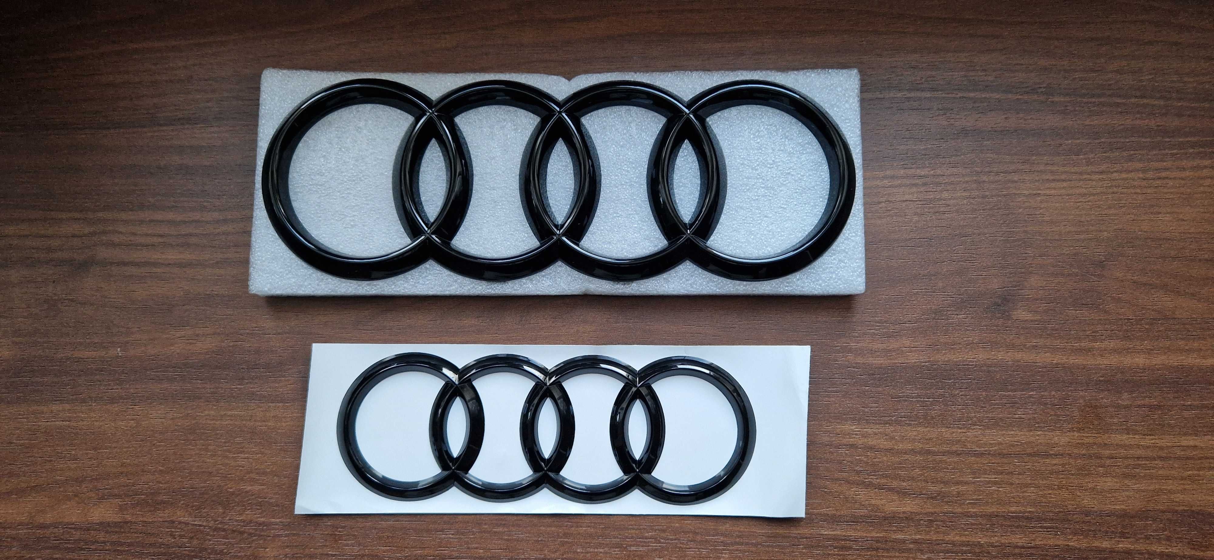 Emblematy Audi Czarne Komplet 285+200 Przód+Tył A6 C7, Q3, Q5