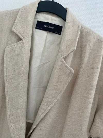 Трендовый удлиненный льняной пиджак Zara