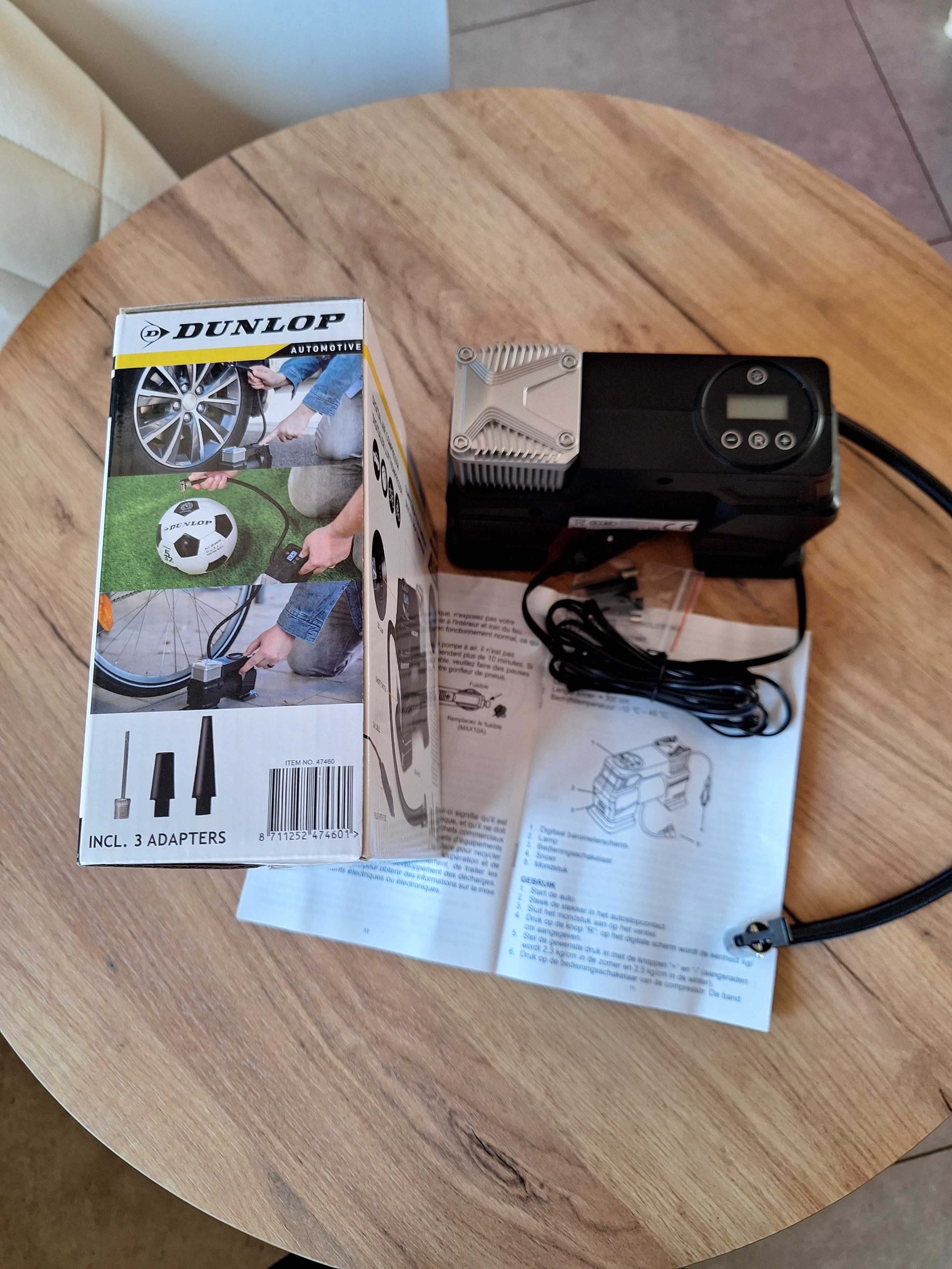 Kompresor samochodowy DUNLOP 12V z elektr. manom. - NOWY na gwarancji.