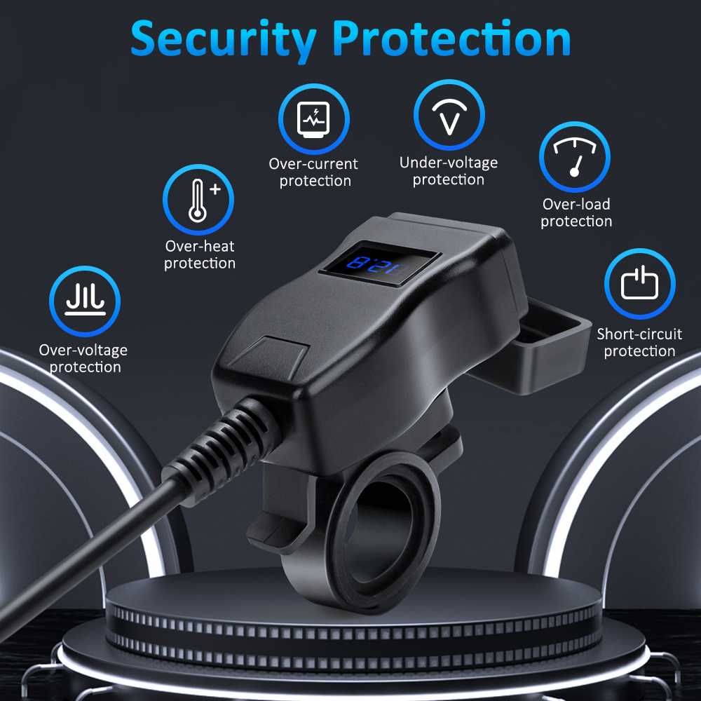 Szybka ładowarka motocyklowa USB złącze portu typu C na kierownicę