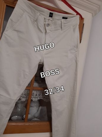 Spodnie męskie kremowe jasne Hugo Boss rozm 32/34 Slim Fit