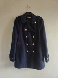 Dłuższa kurtka, krótki płaszczyk - granatowy, dwurzędowy - r. 46