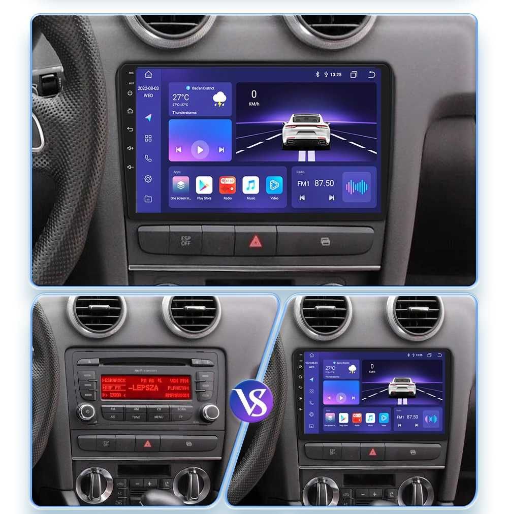 Audi A3 8P Radio FM DAB+ Tablet Android WiFi 4G GPS Nawi USB