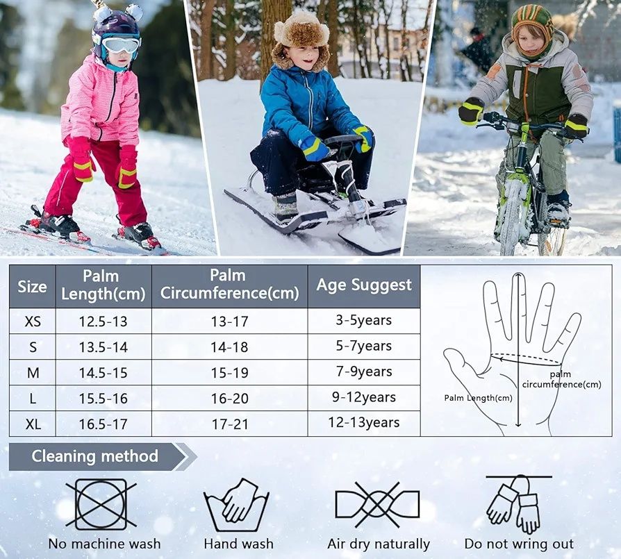 Rękawice narciarskie dla dzieci wodoodporne XS 3-5