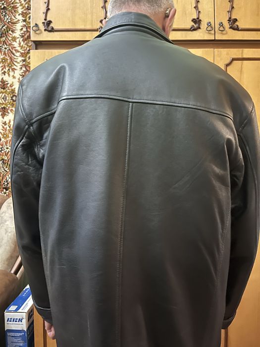 Куртка шкіряна чорна чоловіча осінньо-зимова