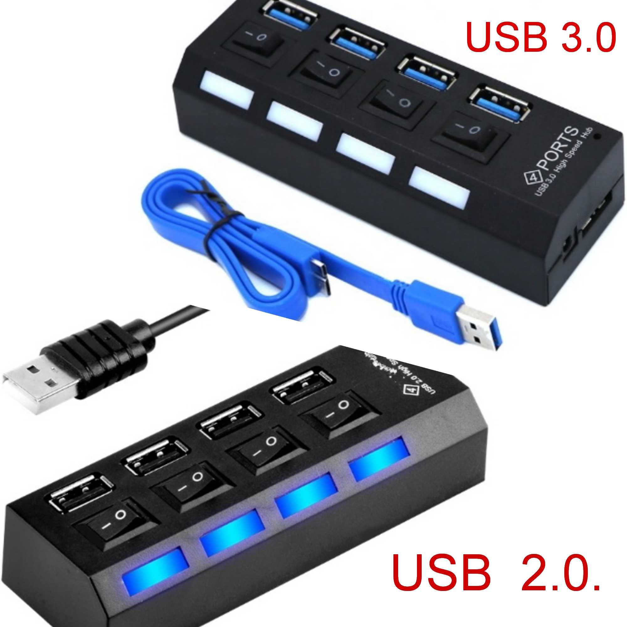 USB Хаб 2.0, 3.0 hub на 4 порта разветвитель расширитель концентратор