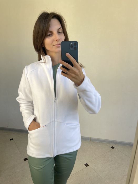 Флісова кофта, медична флісова кофта, біла фліска