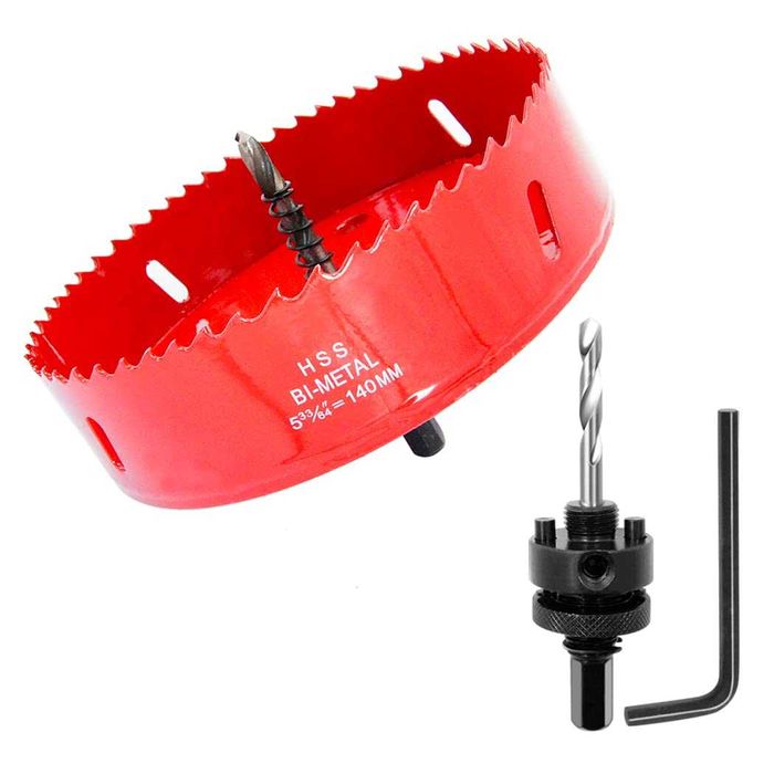 Otwornica 140 mm do wiercenia otworów w w drewnie, PCV, płycie GK