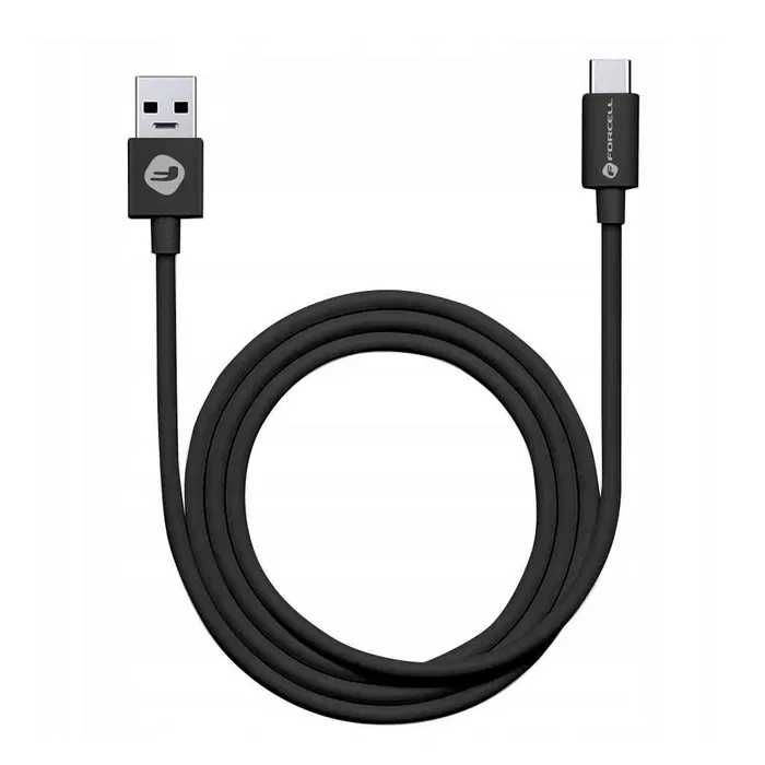 FORCELL kabel USB do Typ C 2.0 2,1A C319 TUBA czarny 1 metr