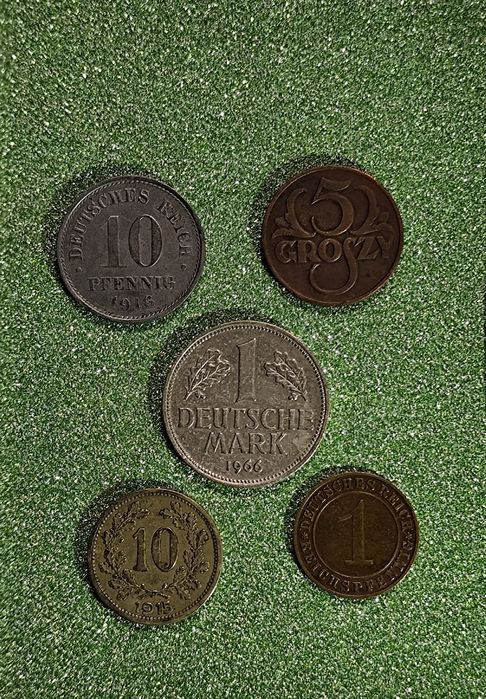 Германия Империя дойчмарка, Польша пфенниг 1915, 1928, 1923, 1966,