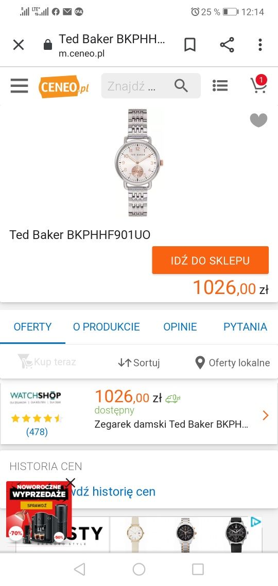 Sprzedam Nowy damskiy oryginalny zegarek Ted Baker
