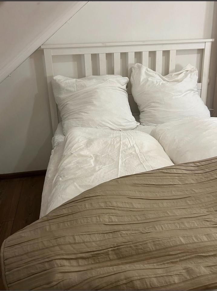 Łóżko ikea hemnes drewniane biała bejca 140x200 2 stelaże 2 szuflady
