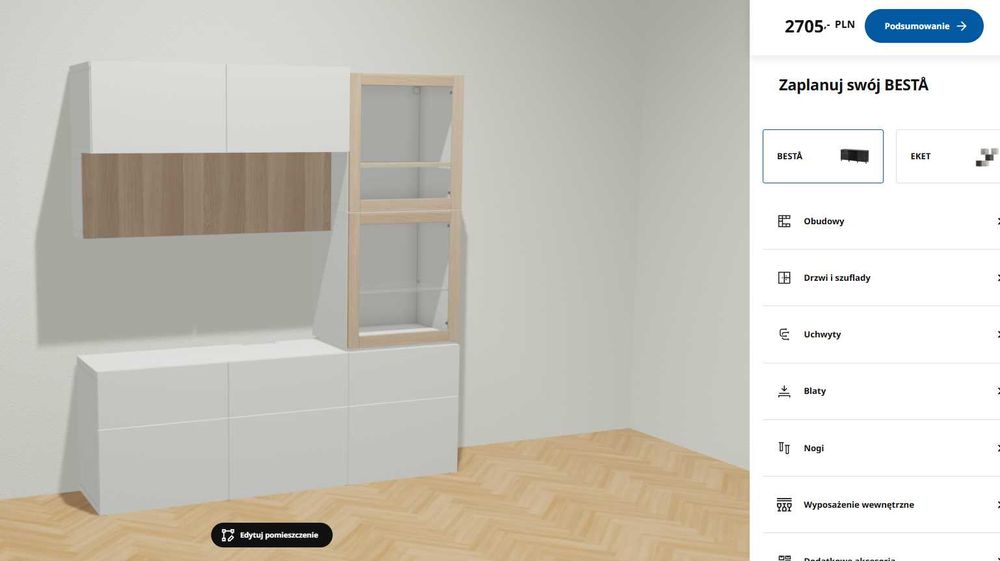 Pilne!Zestaw mebli Besta Ikea UPPLEVA uchwyt na telewizor meblościanka