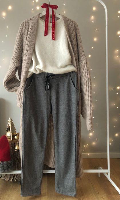 Damskie spodnie szare Smart casual money wiskozowe M 38 krata ciepłe