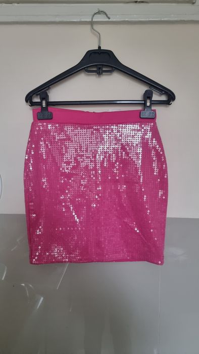 Nowa! Cekinowa Mini Spódniczka H&M – Neonowy Róż/Fuksja – Rozmiar XS