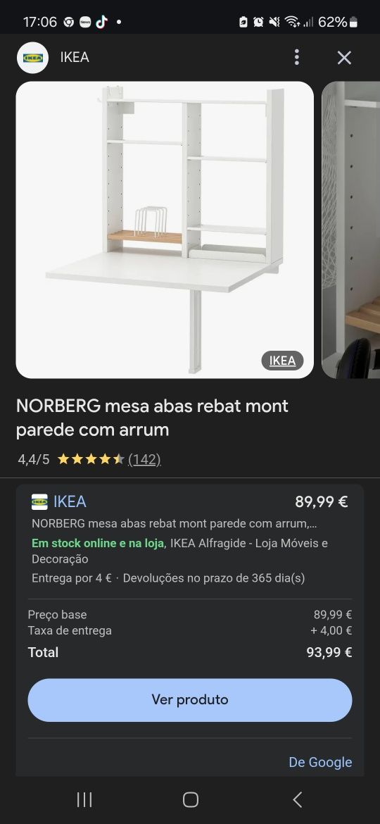 Mesa de parede nova, branca do Ikea