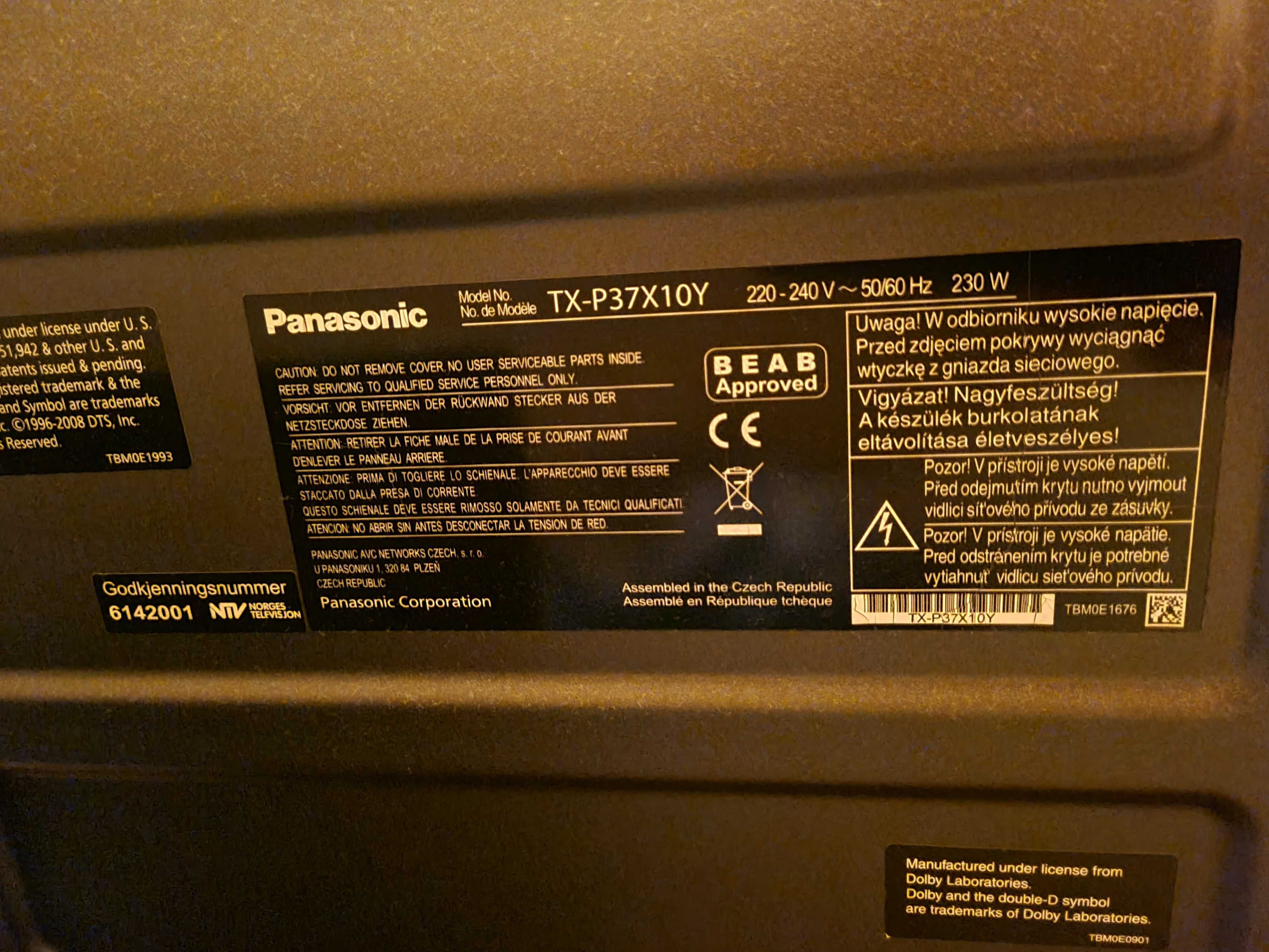 Panasonic TX-P37X10Y plazmowy 37 cali