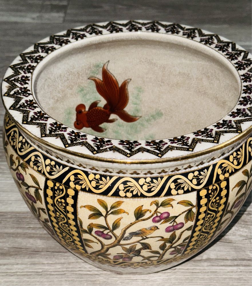 Donica ręcznie malowana chińska porcelana waza duża 26x21cm