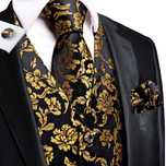 L XL Kamizelka Krawat muszka elegancka czarna złota garnituru