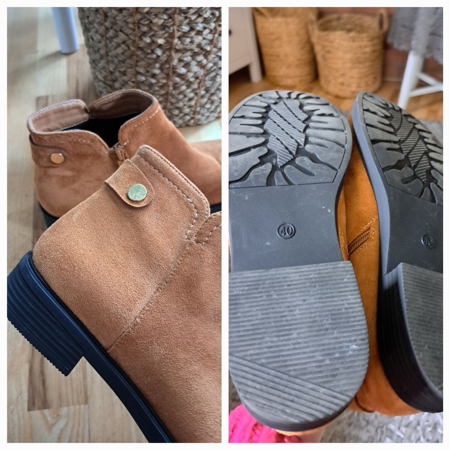 Botki camel/ brąz, r. 40.