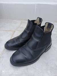 Botins de Equitação n. 35, em Couro Criança Classic Preto