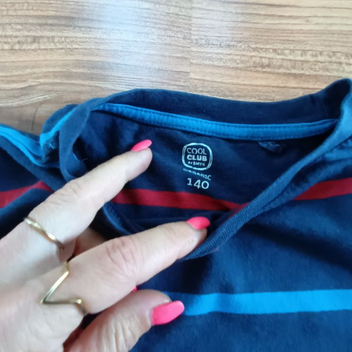 Koszulka 140 Cool Club w paski t-shirt z długim rękawem chłopięca
