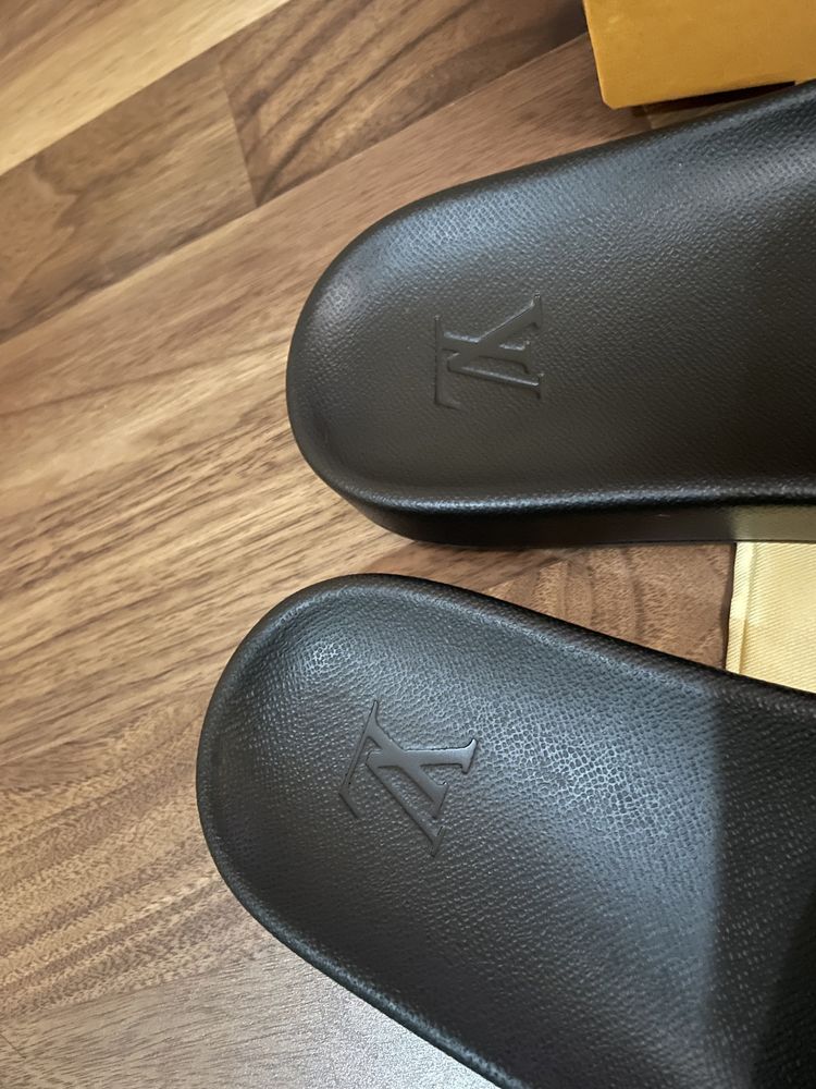 Мужские кажаные шлёпки LV шлёпанцы тапочки брендовая обувь бренд