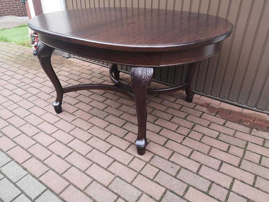 Stół Owalny Dębowy Duży Antyk Stary Rozkładany Po Renowacji.