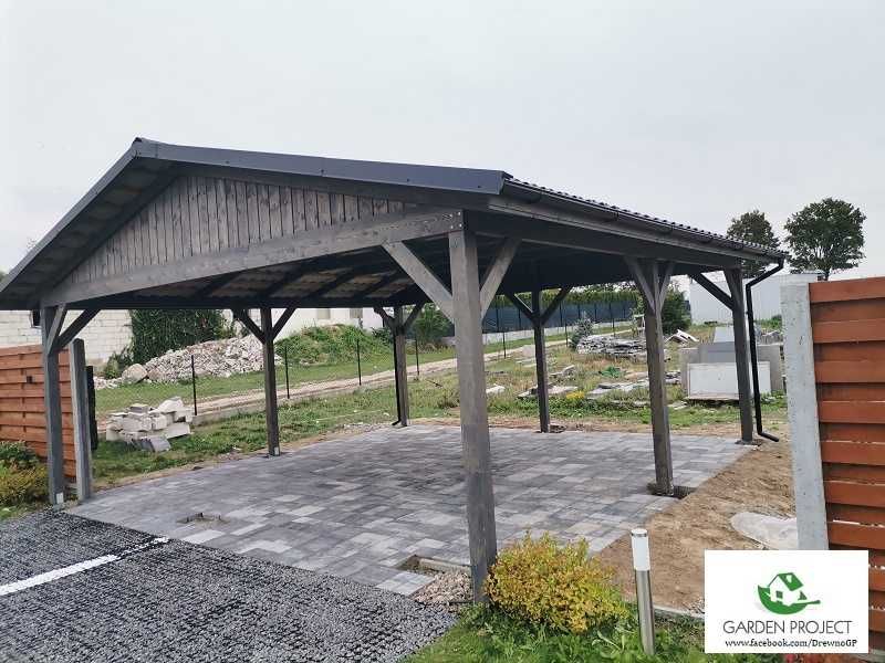 wiata carport2 z dachem dwu spadowym na dwa auta