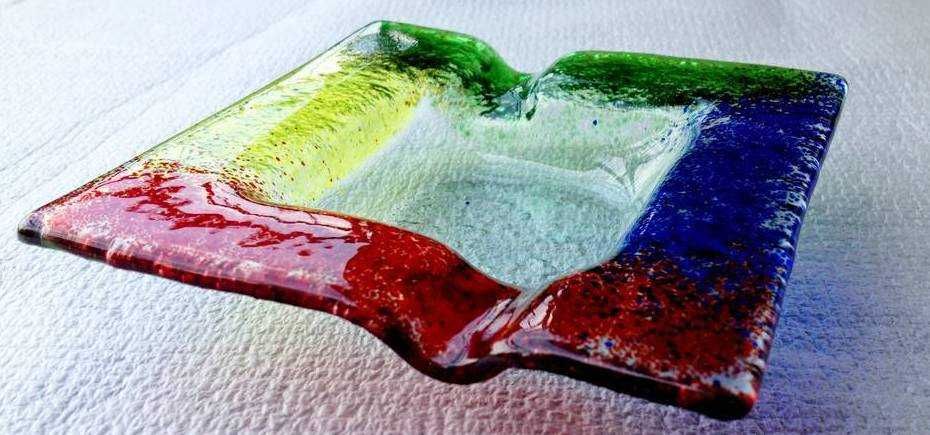 Świecznik, popielniczka wykonane metodą fusingu, recykling, handemade