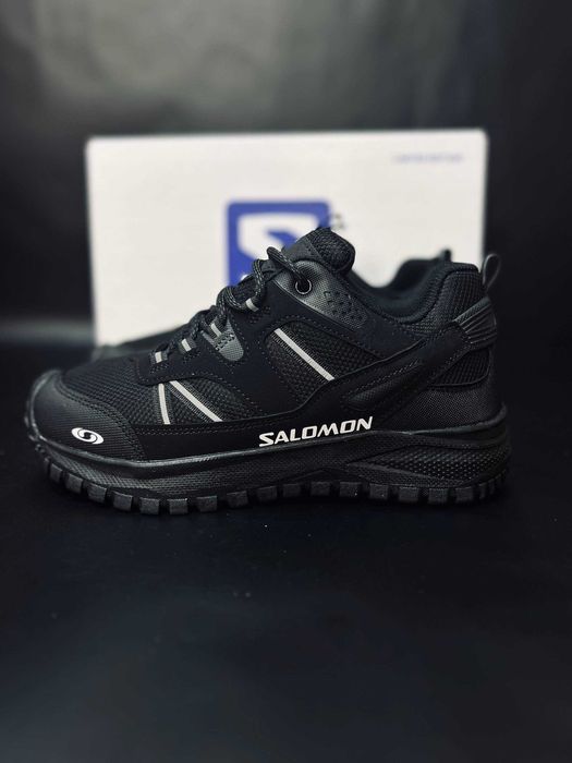 Мужские зимние термокроссовки salomon черные непромокаемые ботинки