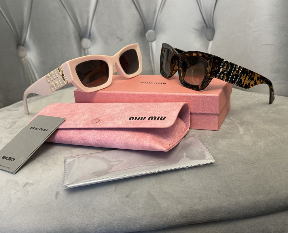 Солнцезащитные очки miu miu леопардовые розовые полный компрект