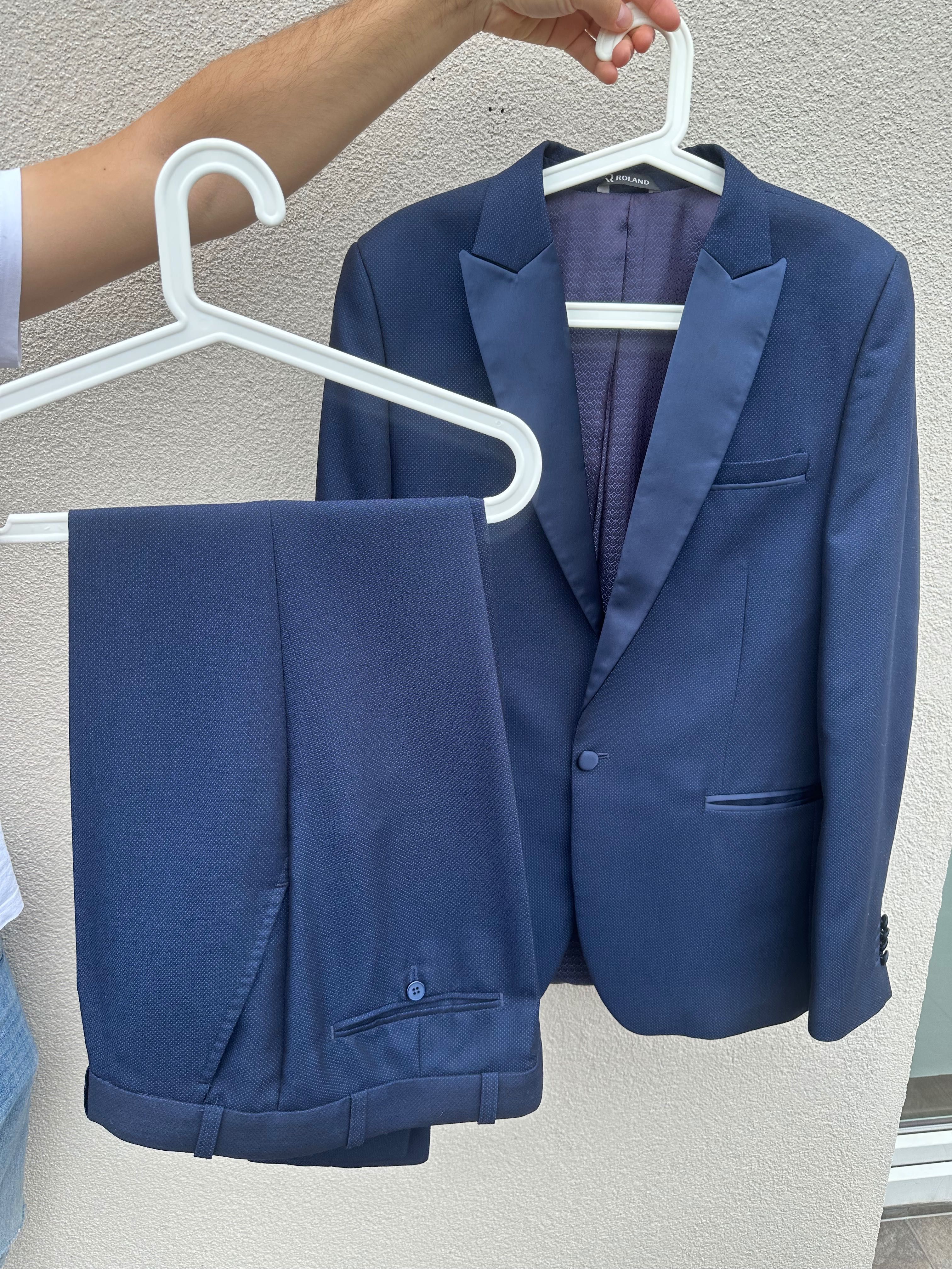smoking garnitur męski niebieski r XXL Roland założony raz elegancki