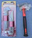 Kraftwerk ferramentas 10 Allen e 10 Torx c\ furo + martelo TengTools